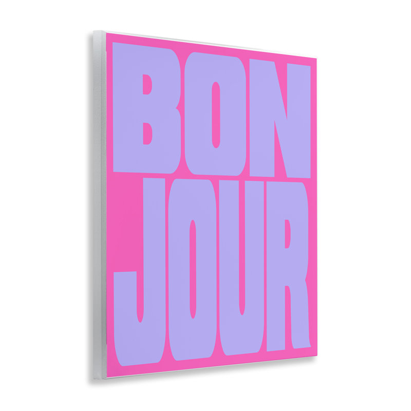 Plaque murale rose et bleue Bonjour, design par House of Lulu