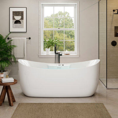 71 in. x 31 in. Acrylic Freestanding Whirlpool and Air Combination Heated Bathtub w/Drain and Overflow Included in White