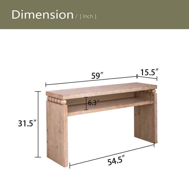 Console 59 po, table console rustique moderne, table d'entrée étroite, table de canapé en bois, table de couloir avec rangement, table console en bois naturel