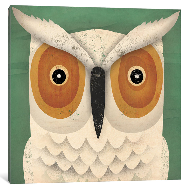 « white hibou », impression sur toile tendue, H 12 po x l 12 po x P 1,5 po
