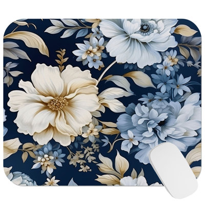 Floral Blue Floral Pattern Flowers Cottage Gaming Cute Office Laptop Desk Pad Gift Mat Square Rectangle Non-Slip Mousepad