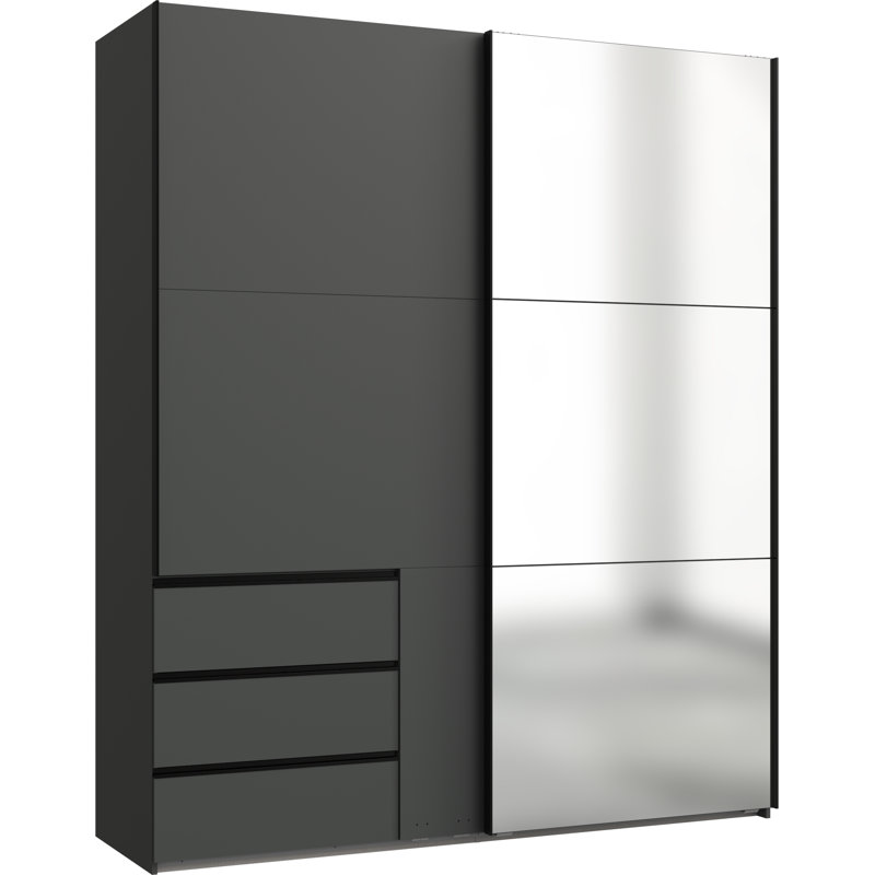Guardino 2 Door Wardrobe, Graphite, 236cm H x 200cm W x 65cm D