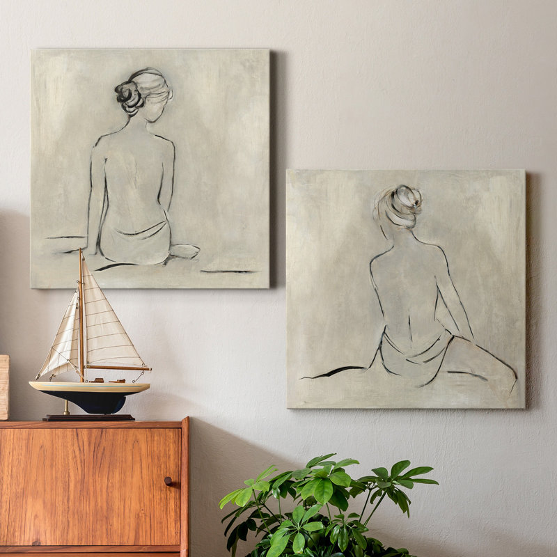 «Bather I», ensemble de 2 reproductions d'art sur toile tendue, H 24 po x l 48 po x P 1 po