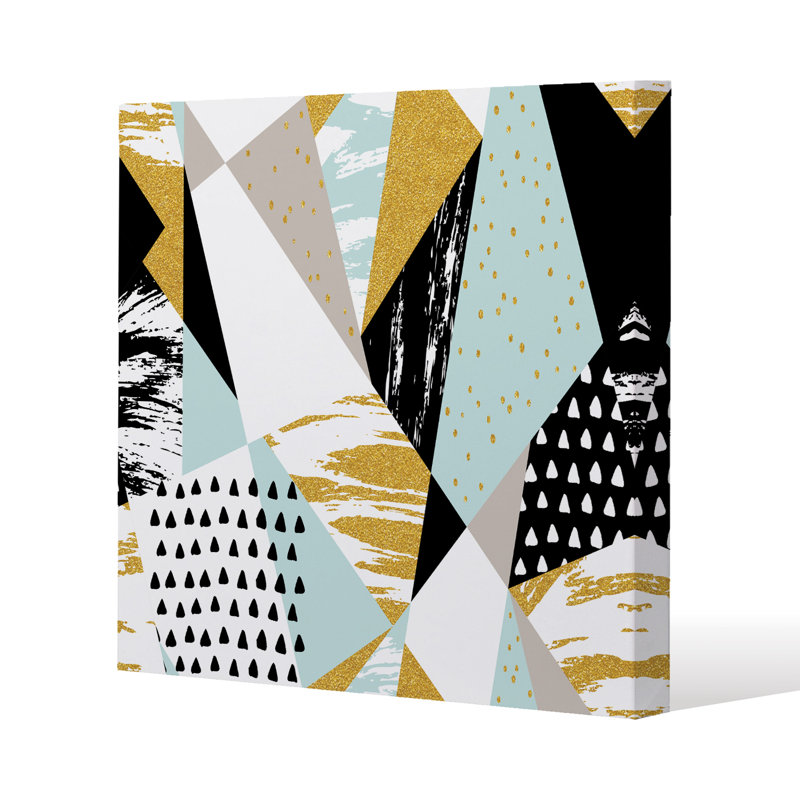 Geometric Shapes & Brush Strokes by Andrew Lee - Wrapped Canvas Print, 77cm H x 77cm W x 4cm D