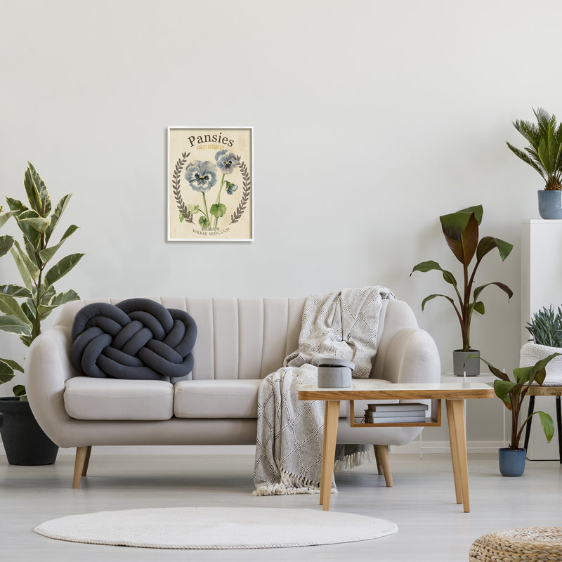 "Blue AssENS Pensies", ensemble de plaques murales florales rétro par Studio W, Giclée encadrée blanc bord de mer