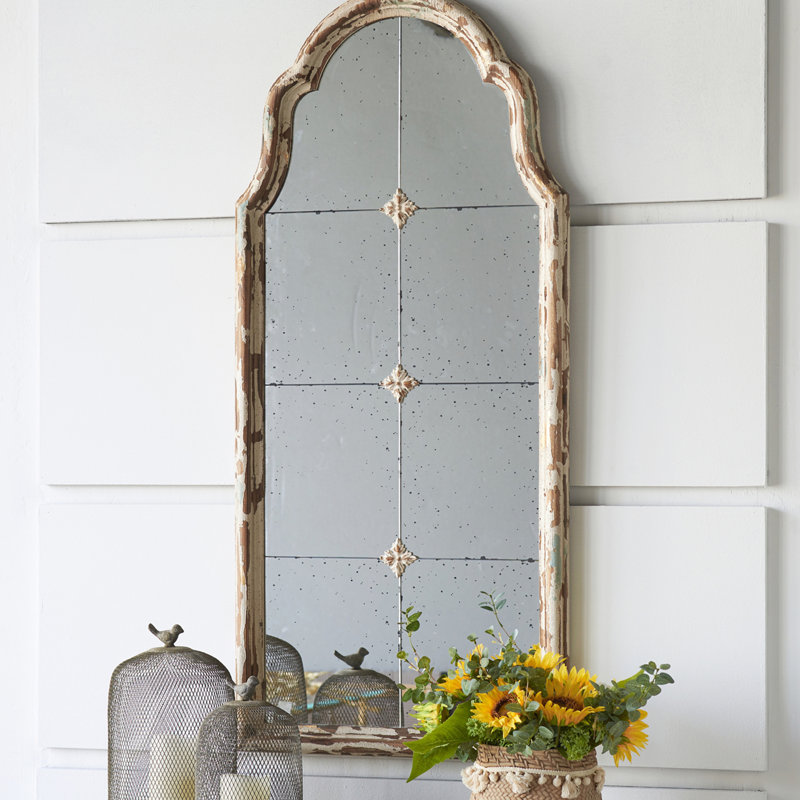 Miroir arqué en bois avec fenêtre décorative pour le salon, la salle de bain et le vestibule