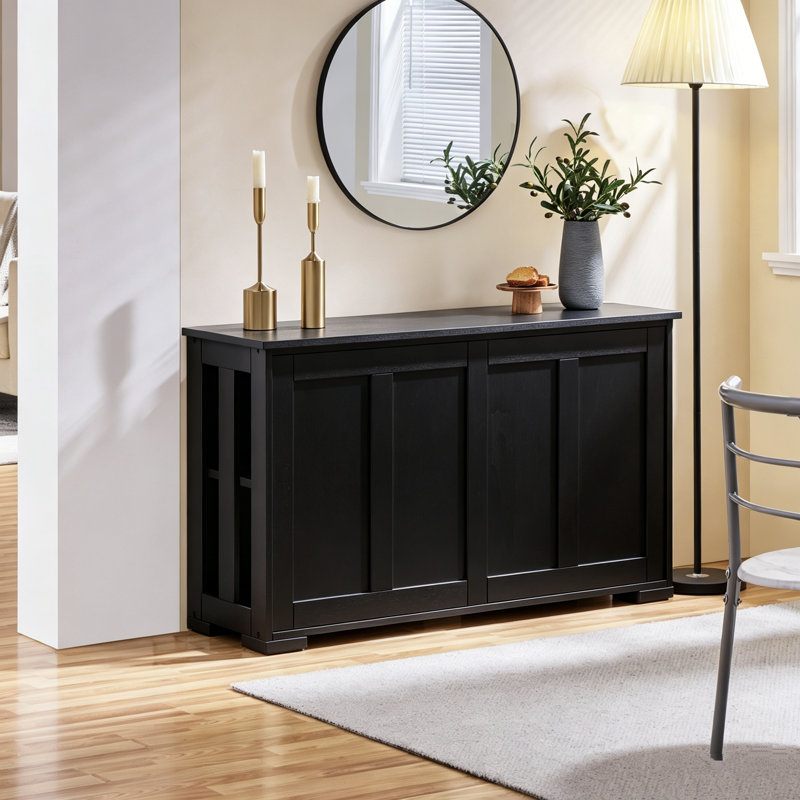 107cm Multifunctional Sideboard with Concealed Storage, Black