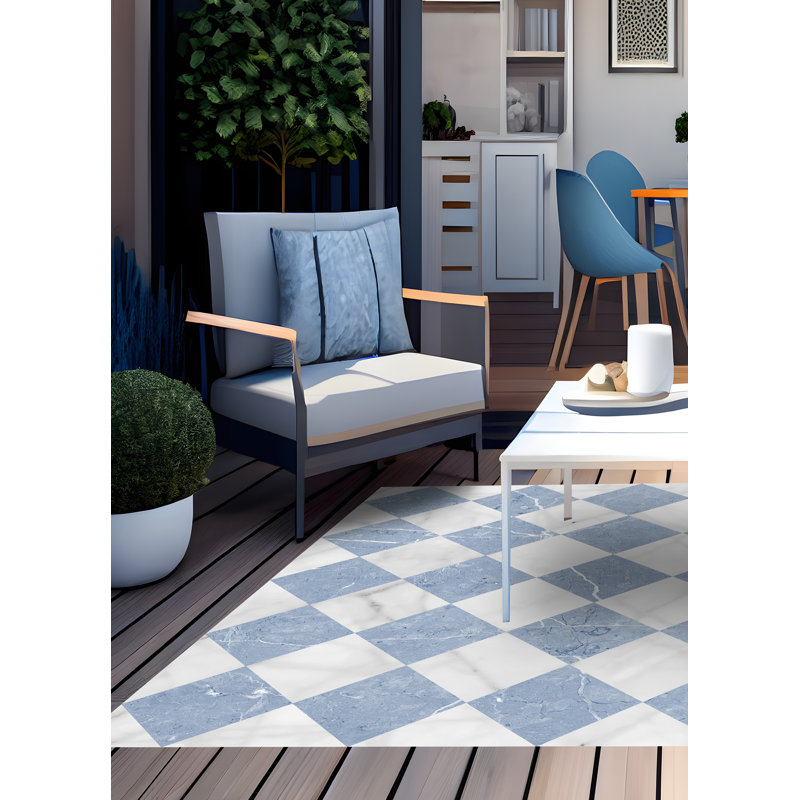 Romet Geometric Vinyl Machine Printed Area Rug, Rectangle 200 x 300cm