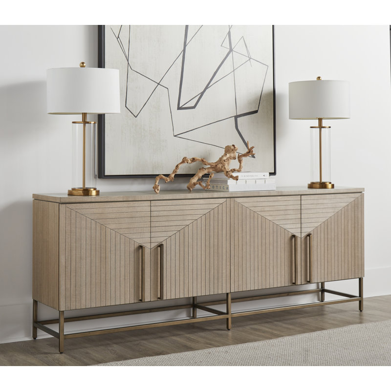 Gray Shale Poplar and Metal Entertainment Console with Cabinet