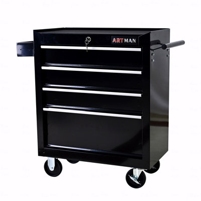 Rolling Tool Chest Cabinet, 4 Drawer Tool Box With Wheels, Heavy Duty Industrial Service Cart Storage Organizer With Locking System, Rolling Tool Box Organizer Tool Case For Garage, Repair Shop (Tool Cabinet Category)