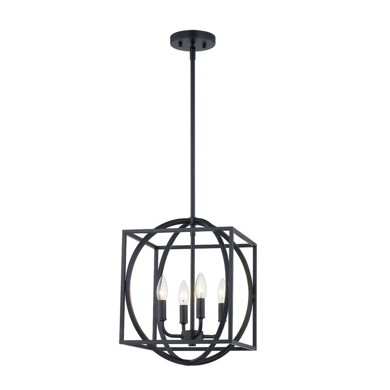 Luminaire suspendu pour cuisine 4 lumières Tressia, Noir