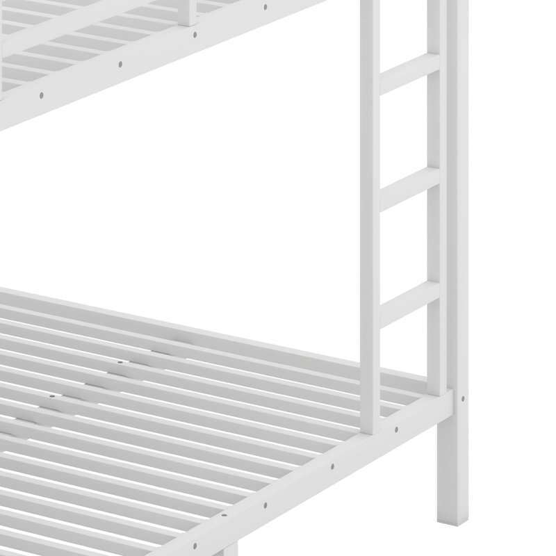 Metal Bunk Bed For Teens And Adults,Space-Saving, Full Over Full, White
