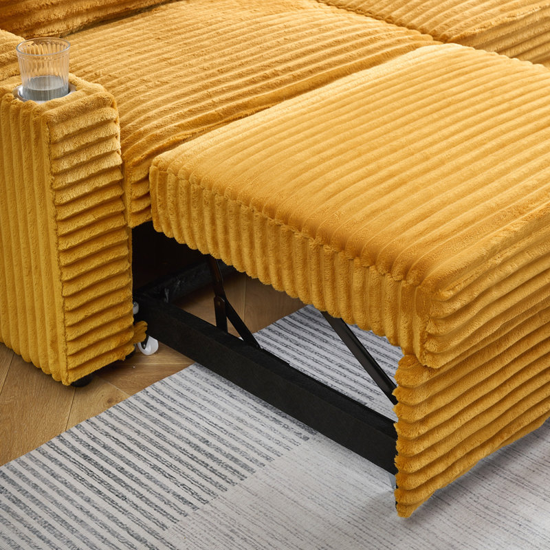 Canapé en tissu Corduroy, Orange