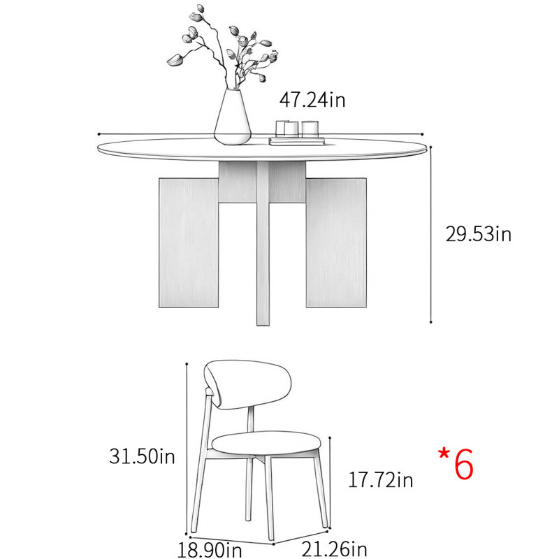 Ensemble de table ronde italienne de luxe, H 29,53 po x L 47,24 po x l 47,24 po