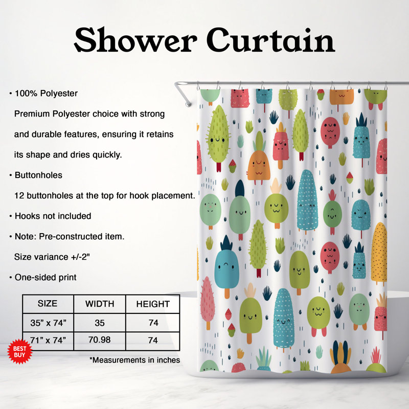 Rideau de douche Playful Paradise - Premium, H 74 po x l 71 po