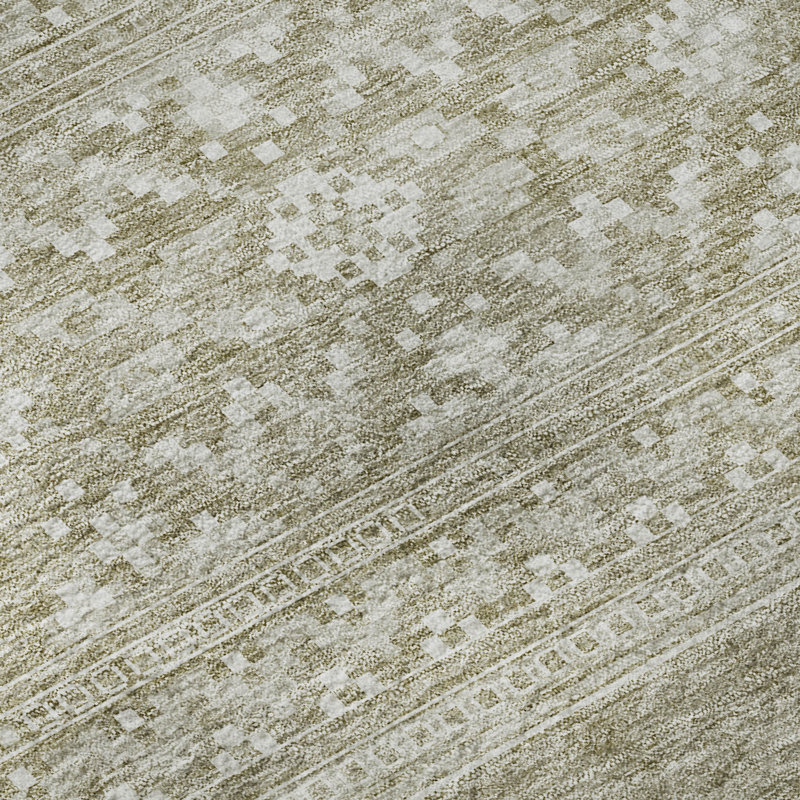 Premium Machine Washable Prisco Khaki Rug, Rectangle 2'6" x 3'10"