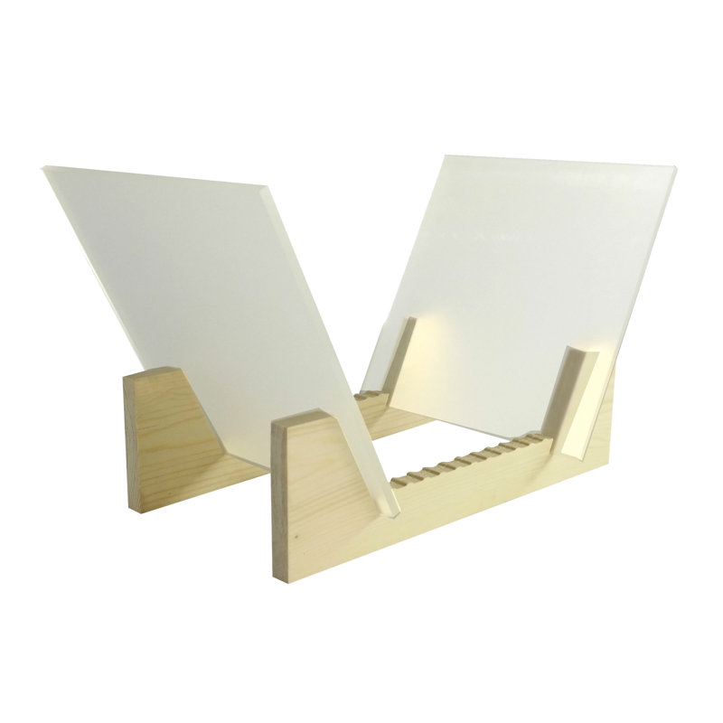 Vinyl Record Storage Album Display Holder LP Organizer Tabletop LP Stand Pine Base, Clear
