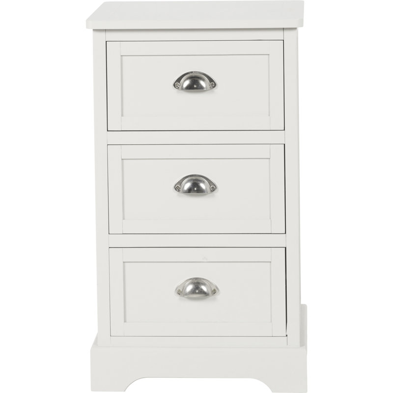 41 cm W Chest of 3 Drawers, Airy Linen/Silver