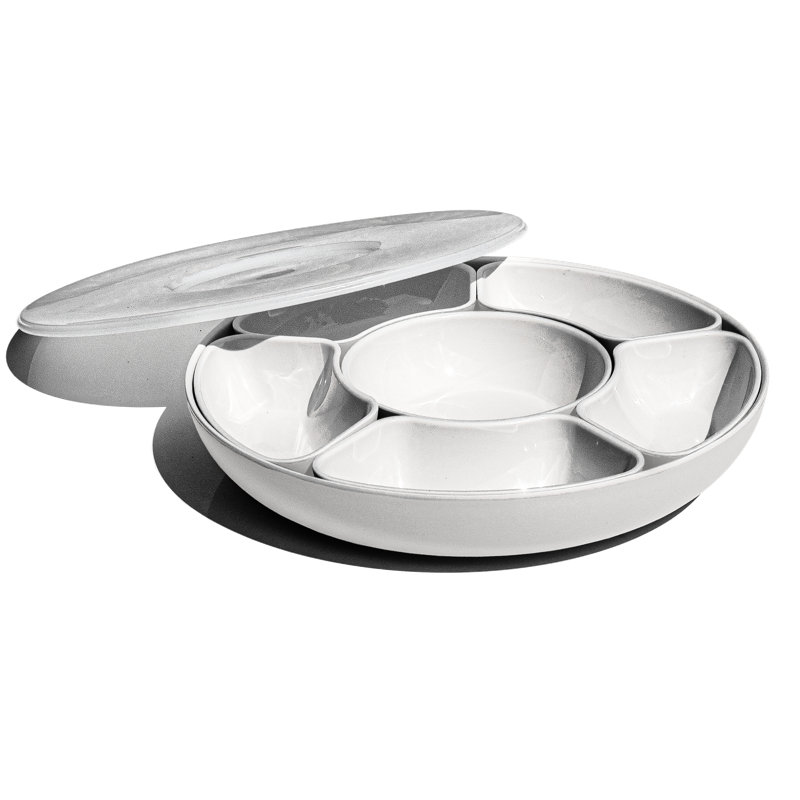 8pc Divided Server with Lazy Susan and Lid.  PolyPropylene