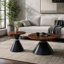 Pièces de tables basses et de cocktail, bois aggloméré, ensemble moderne pour la maison