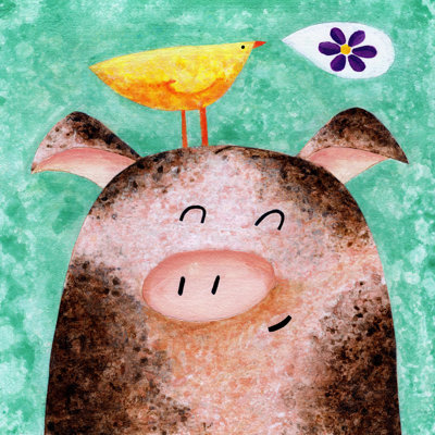 «Pigs Posy Peep» par Janet Nelson, reproduction sur toile tendue