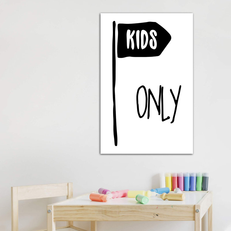Kids Only - impression d'art textuel, H 60 po x l 40po x P 1,5 po, Pas de tapis, Toile tendue