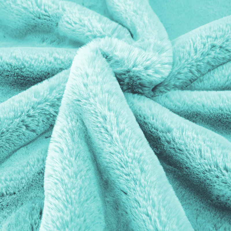 Jeté lourd en fausse fourrure, L 60 po x L 80 po, Turquoise blanchi