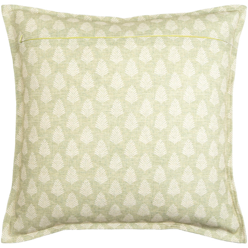 Light Green and White Polyester Floral Throw Pillow Cover