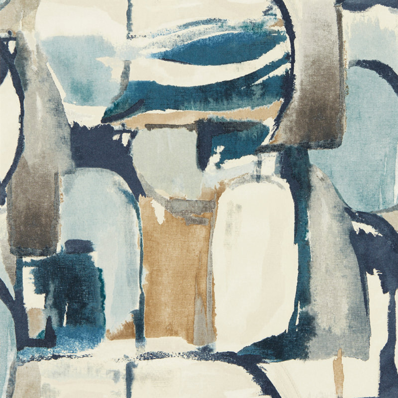 Vivido Figura Abstract Non-Woven Wallpaper Roll, Denim/Linen
