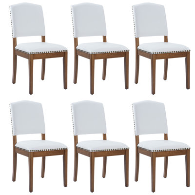 Faux Leather Upholstered Parsons Dining Chairs White (set Of 6)