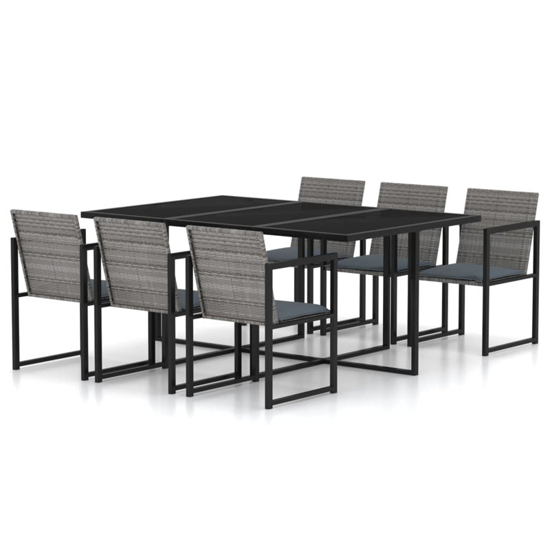 8 - Person Wicker Patio Dining Set with Rectangular Table, Gray, 4
