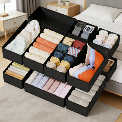 Drawer Organizers And Storage Bins Set Of 16, Fabric Drawer Dividers And Closet Organizers For Clothes, Baby Items, Socks, And Accessories, Foldable Design For Multi-Scene Use