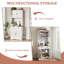 Armoire garde-manger 71 po avec station de charge, rangement de cuisine à 4 portes et 1 tiroir, blanc et brun