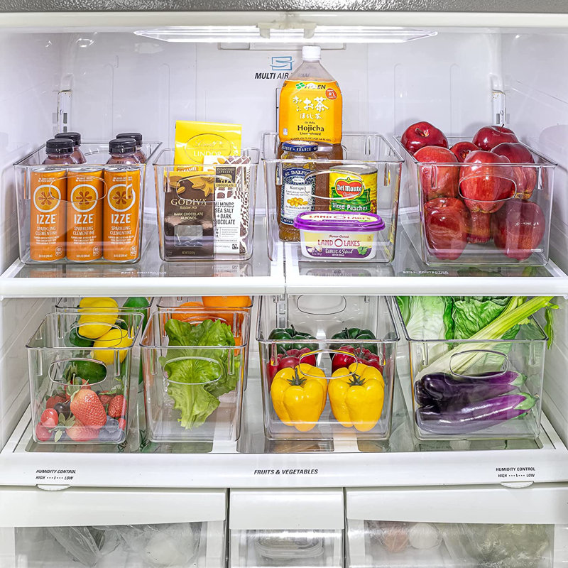 4PK Small Square Fridge Bin With Handle