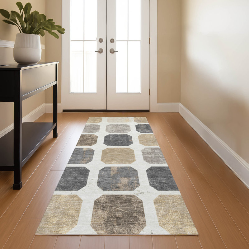 Premium Machine Washable Ralston AMF1950 Geometric Rug, Runner 2'3" x 7'6"
