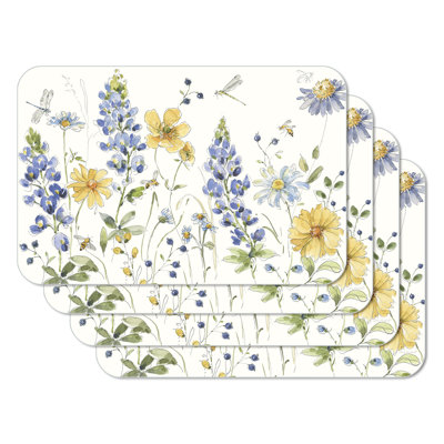 CounterArt Lovely Blues 4 Piece Reversible Easy Care Placemat Set