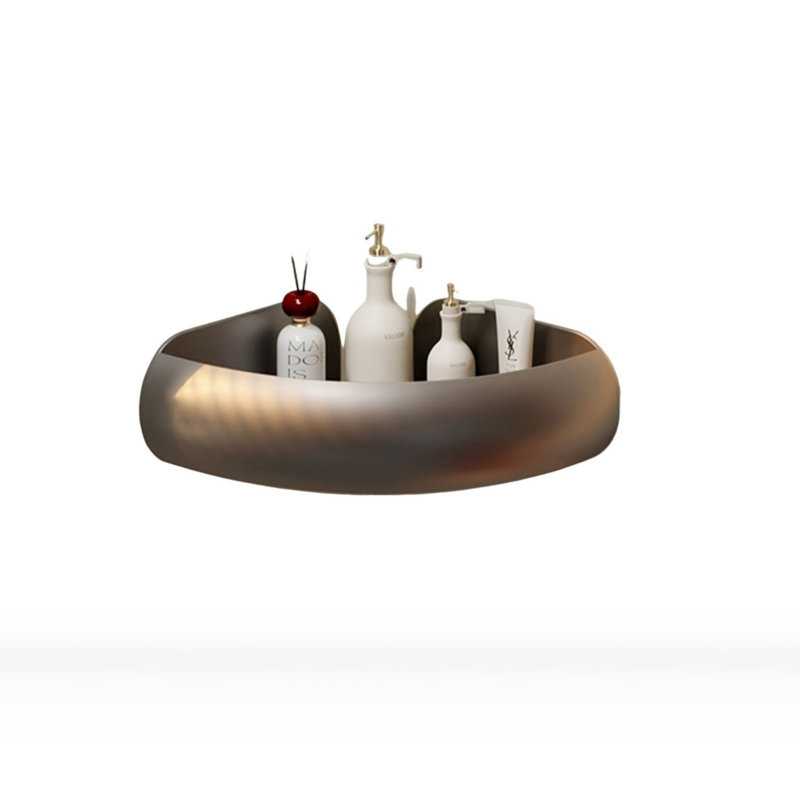 Bathroom Storage Rack With Non Perforated Triangular Basket, Washbasin Wall Storage Corner