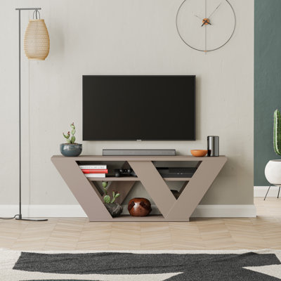 Kirstin 110 Cm TV Stand for TVs up to 48" | Modern Entertainment Unit with V-Shaped Legs