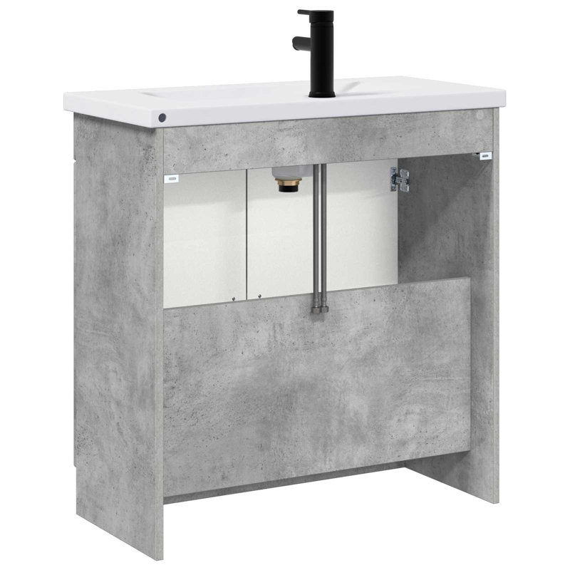 Vanity & Mirror Set, Concrete Grey