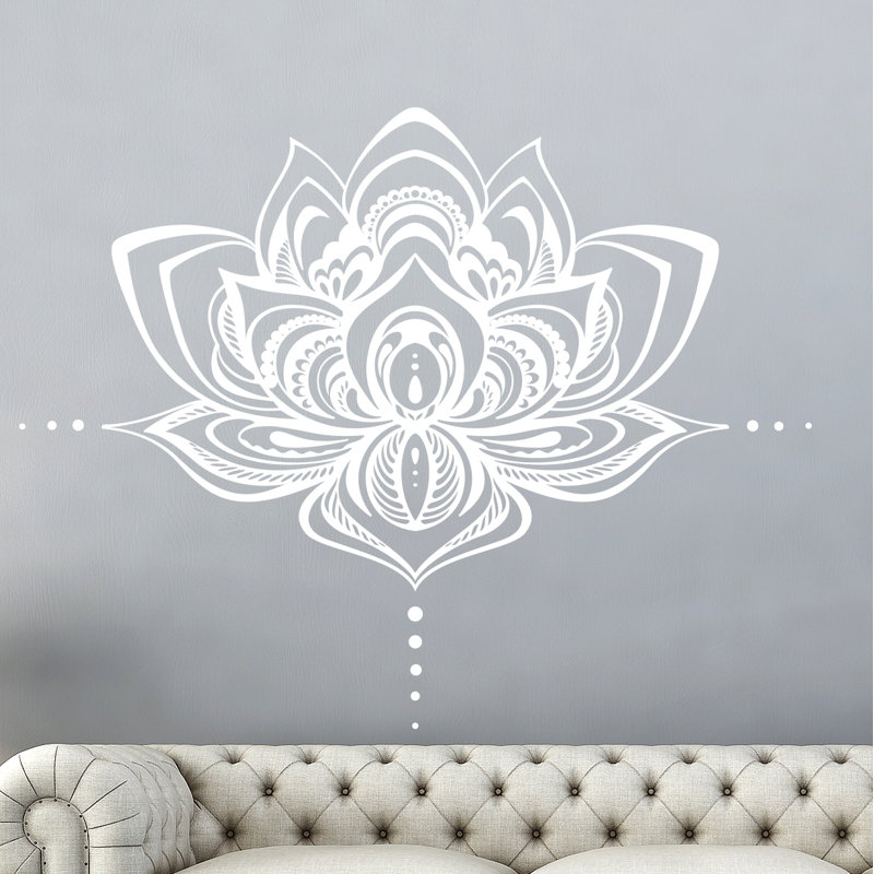 Adhésif décoratif fleur de lotus, Bourgogne, H 22 po x l 28 po