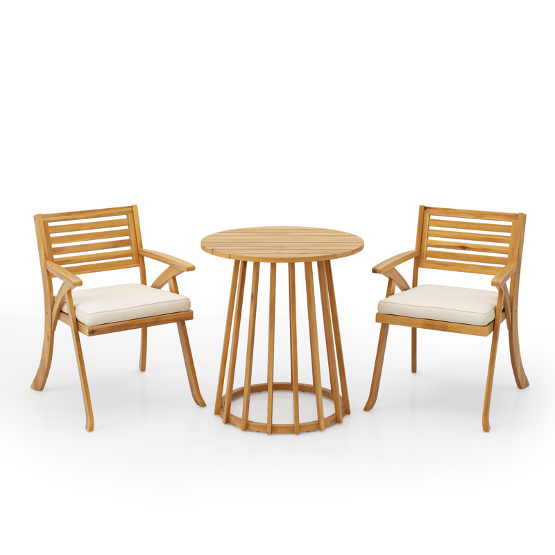Ensemble bistro rond en bois d'acacia Adrian