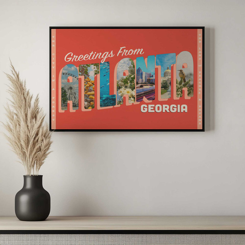 «Greetings from Atlanta» par Deny Designs, reproduction d'art, Toile avec cadre, Argent argent, 24 x 32