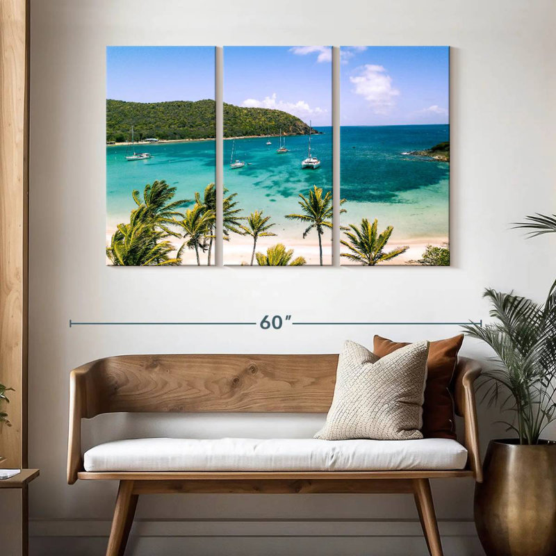Gillard, plage idyllique des Caraïbes, H 32 po x l 50 po