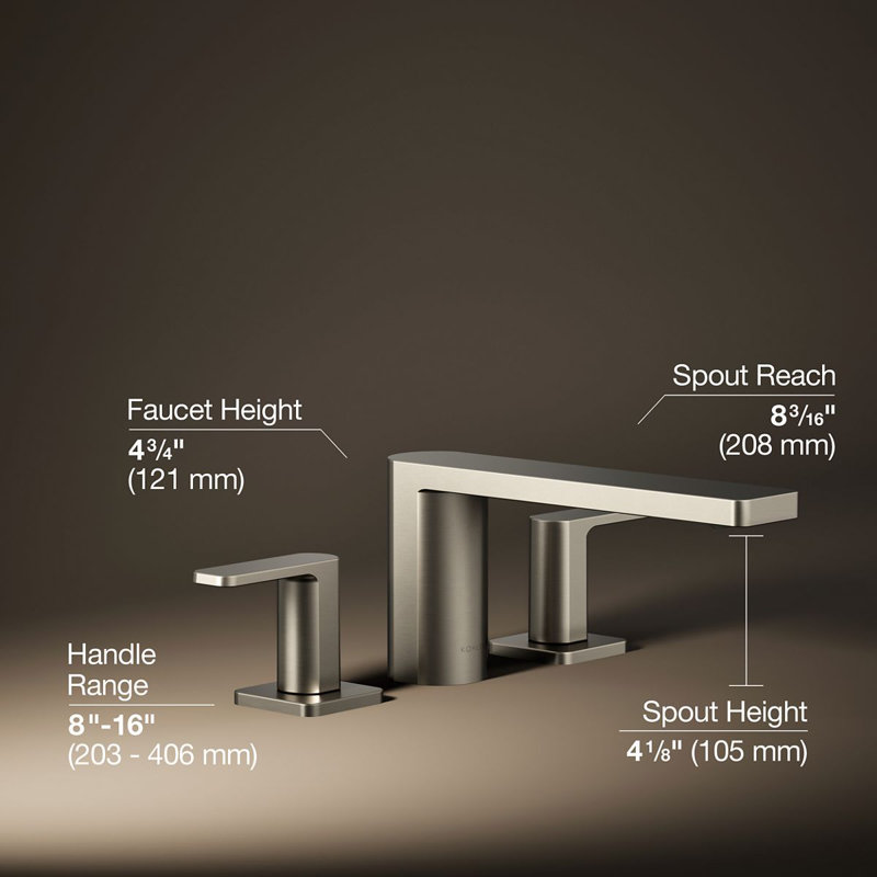 Parallel Two-Handle Deck-Mount Bath Faucet, Vibrant Brushed Nickel