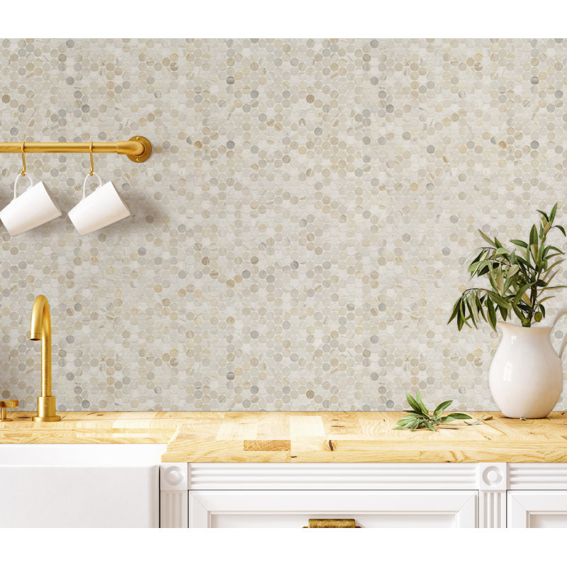 Selene Oro Penny Round 12 in. x 12 in. Honed Marble Mosaic Floor and Wall Tile