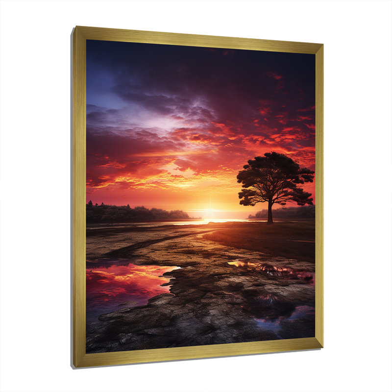 «Bakersville Sunrise a New Startning», reproduction sur toile, H 20 po x l 12 po x P 1 po, Encadrement doré