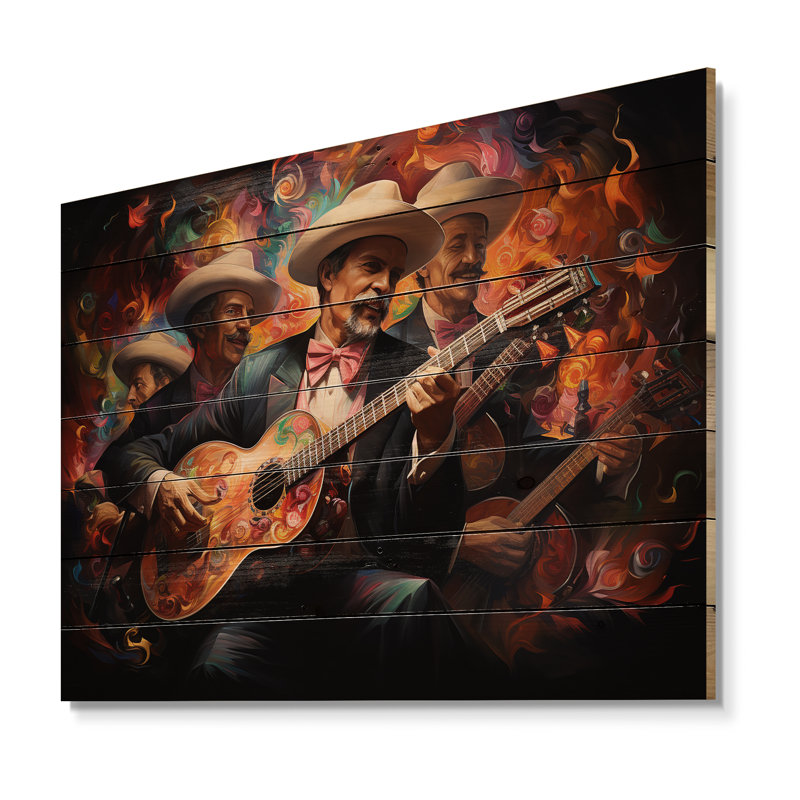 Mexique Mexique, mélodie musicale II sur bois, H 30 po x l 40 po x P 0,78 po