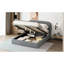 Grand lit artistique avec fonction de rangement hydraulique, enveloppé de molleton gris-710493633