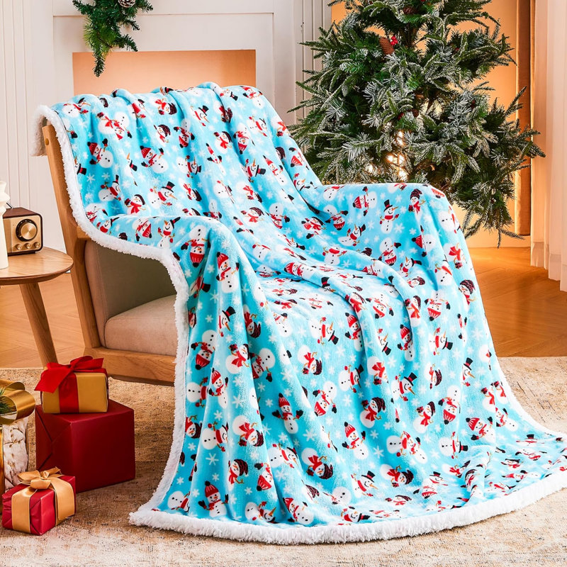 Jeté de Noël, couvertures et jetés de décorations de Noël, douillet en sherpa doux et chaud pour les fêtes