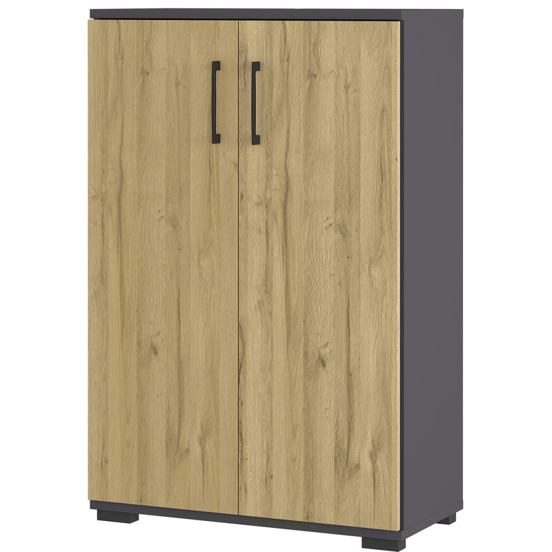 Chien 2 -Door 2 -Shelf Storage Cabinet, Graphite/Oak